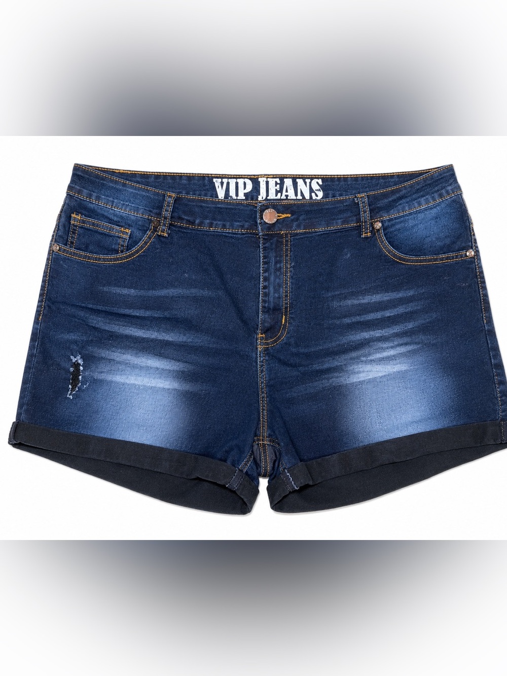 VIP Jeans Dark Wash Denim Shorts Rolled Cuff Stretch‎ Plus Size 17/18